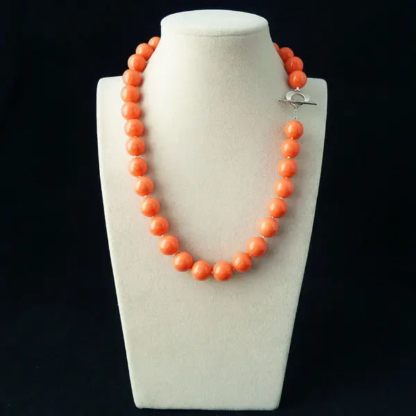 

AAA+ 12mm Orange Color South Shell Pearl Fashion Necklace 18''