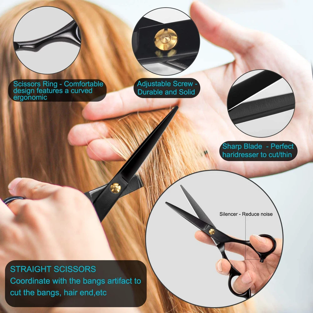 

Professional Hairdressing Hair Scissors Barber Haircut Cutting Thinning Hair Scissors for Women Men Adults Kit Salon Shears Set