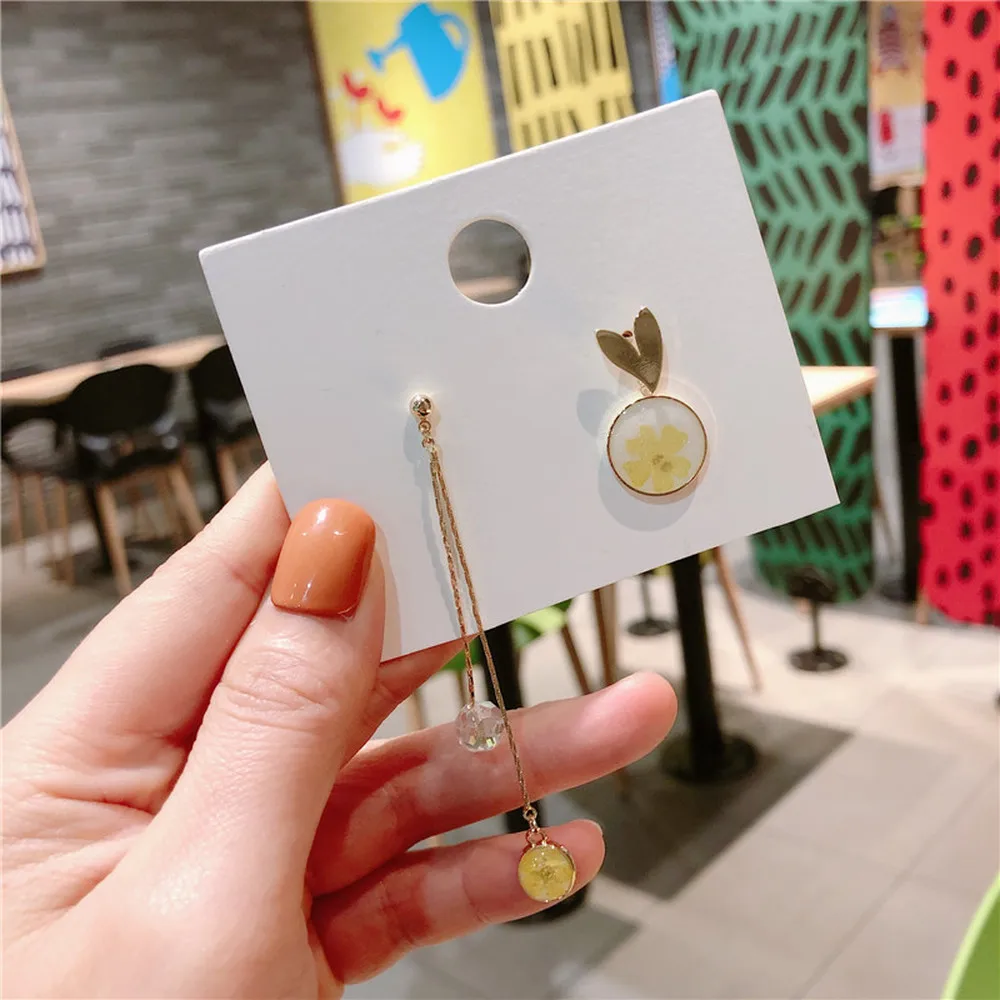 Корейские стильные Серебристые серьги в форме сердца с милыми вечными цветами