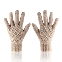 unisex winter single layer non slip elastic warm driving gloves winter women jacquard wool knit touch screen cycling mittens l74
