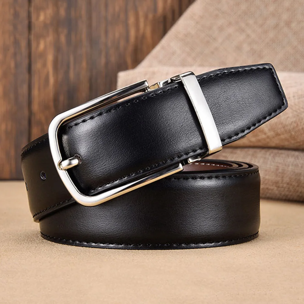 FAJARINA 2020 Mens Quality Real Cow Skin Leather Double Sided Surface Pin Buckle Belts for Men Men's Cowhide Belt Jeans N17FJ838 |