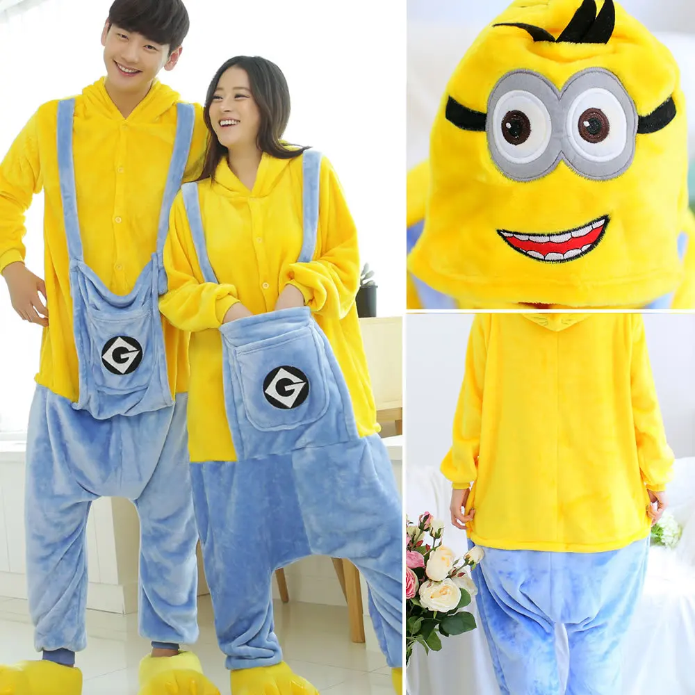 

Unisex Adults Animal Pajamas Anime Onesie Blue Pocket Flannel Cartoon Cute Warm Cosplay Sleepwear