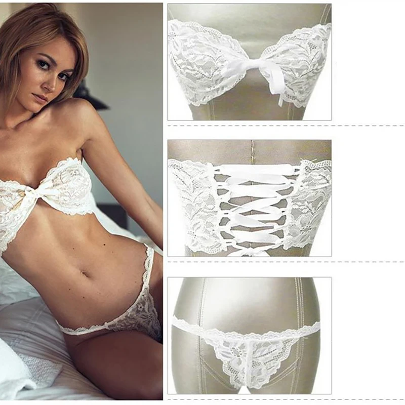 Женское сексуальное белье корсет с бантами Babydoll g стринги пуш ап топ бюстгальтер