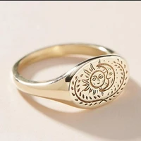 2021 new trendy engraved sun moon rings for women minimalist ins korean style niche finger ring retro jewelry girls gift