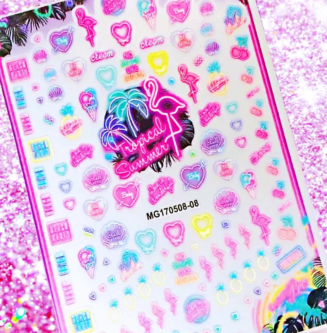 

Flamingo Teddy Bear Nail Sticker 3D Back glue Nail decal Nail sticker Nail decoration Nail art Nail tool Nail ornament HL52