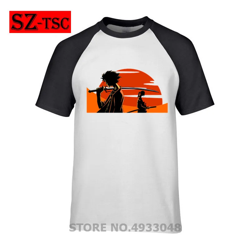 Мужская футболка Забавные футболки самурайский шамплоо аниме Муген и Цзинь
