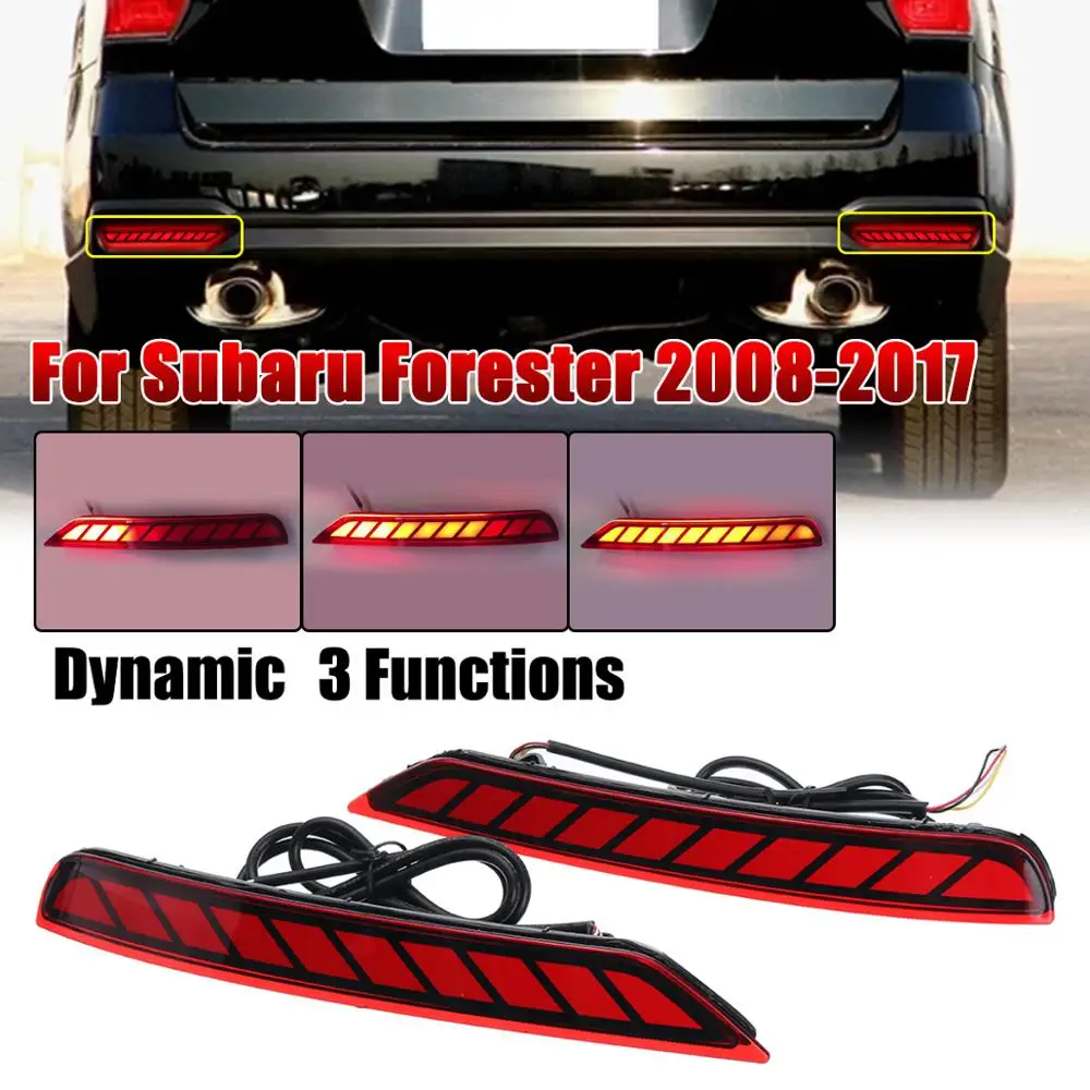 1 Pair LED Rear Bumper Reflector Light Brake DRL Turn Signal Light 3 Functions Tail Lamp For Subaru Forester 2008 - Цвет: 3 Functions