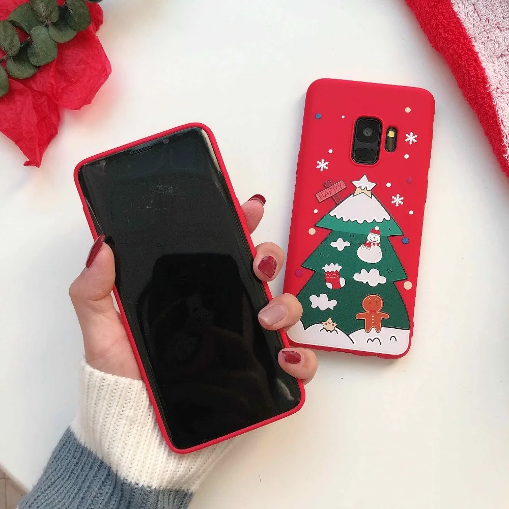Чехол для телефона с рождественским рисунком для samsung Galaxy S7 S8 S9 Plus S10 Lite S10e противоударный чехол Note 8 9 10 Pro A7 TPU силиконовый чехол