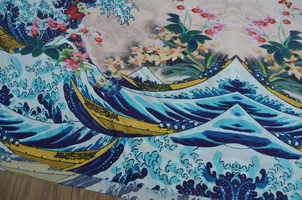 

pure silk silk charmeuse fabric ocean wave pattern silk elastic multicolor silk satinsilk fabric silk sell by piece bottom silk