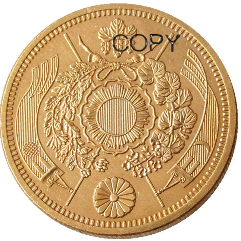 JP(22)Japan 20 Yen Gold-Plated Asian Meiji 10 Year Copy Coin |