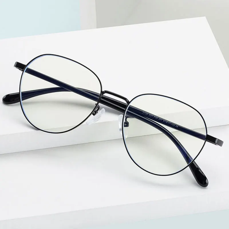 

Blue Light Blocking Glasses Anti-Blue Ray Optical Prescription Eyewear Eyeglasses Spectacles Full Rim Round Shape Alloy Unisex