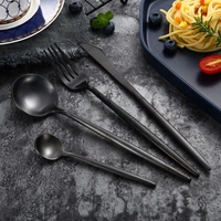 Black Tableware Silverware Cutlery Set 304 Stainless Steel Luxury Flatware Home Fork Spoon Knife Kitchen Dinner Set Drop Ship