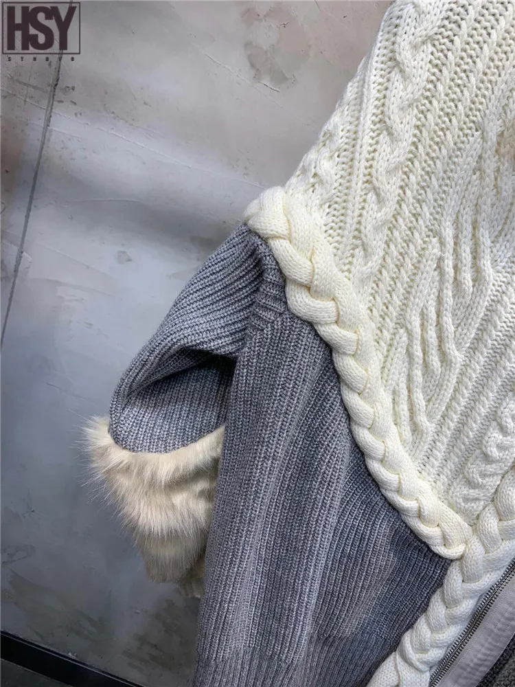 【HSY】2019 осень зима подиумная Новая женская уличная куртка с искусственным мехом