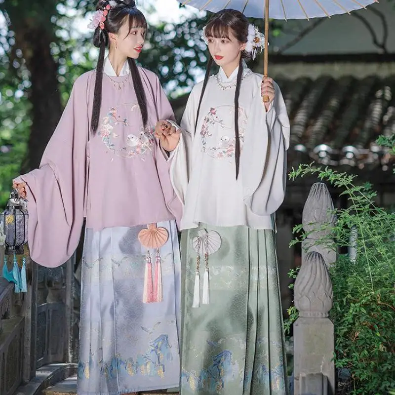 

Hanfu ретро Цветочная вышивка сказочные костюмы для косплея Династия Тан принцесса комплект из 2 частей весна осень китайские традиционные пл...