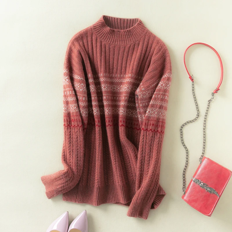 adishree 2020 woman winter 100% Cashmere sweaters and autumn knitted Pullovers High Quality Warm Female thickening Turtleneck