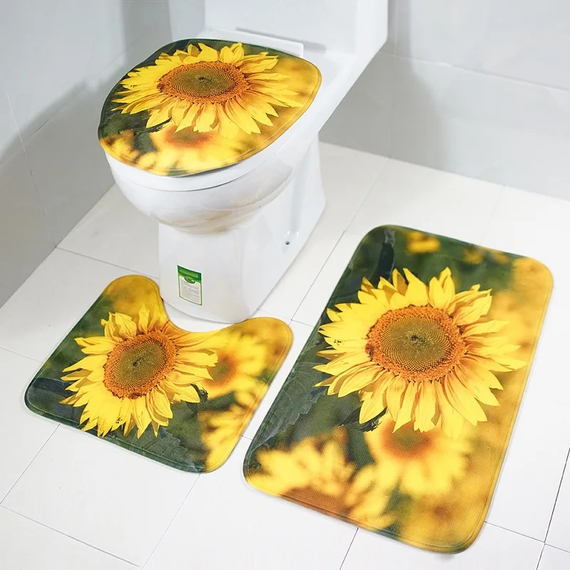 

3Pcs/set Bathroom Mat Set Flannel Anti-Slip Kitchen Bath Mat Carpet Bathroom Toliet Rug Washable Tapete Banheiro