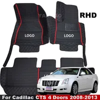 RHD Car Floor Mats For Cadillac CTS 4 Doors 2013 2012 2011 2010 2009 2008 Carpets Leather Custom Auto Automobile Interior Cover