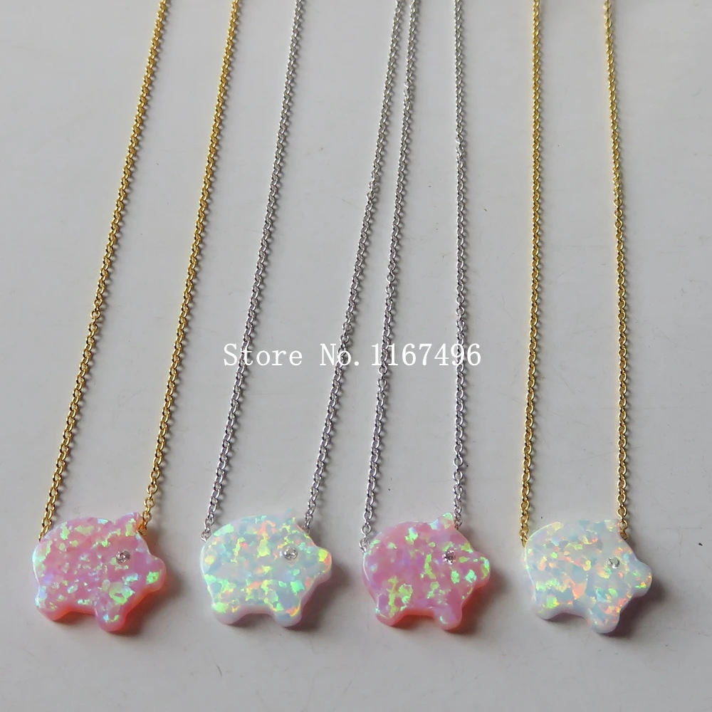 11x12 мм маленький розовый поросенок опал с фианитом для глаз Кулон Синтетический