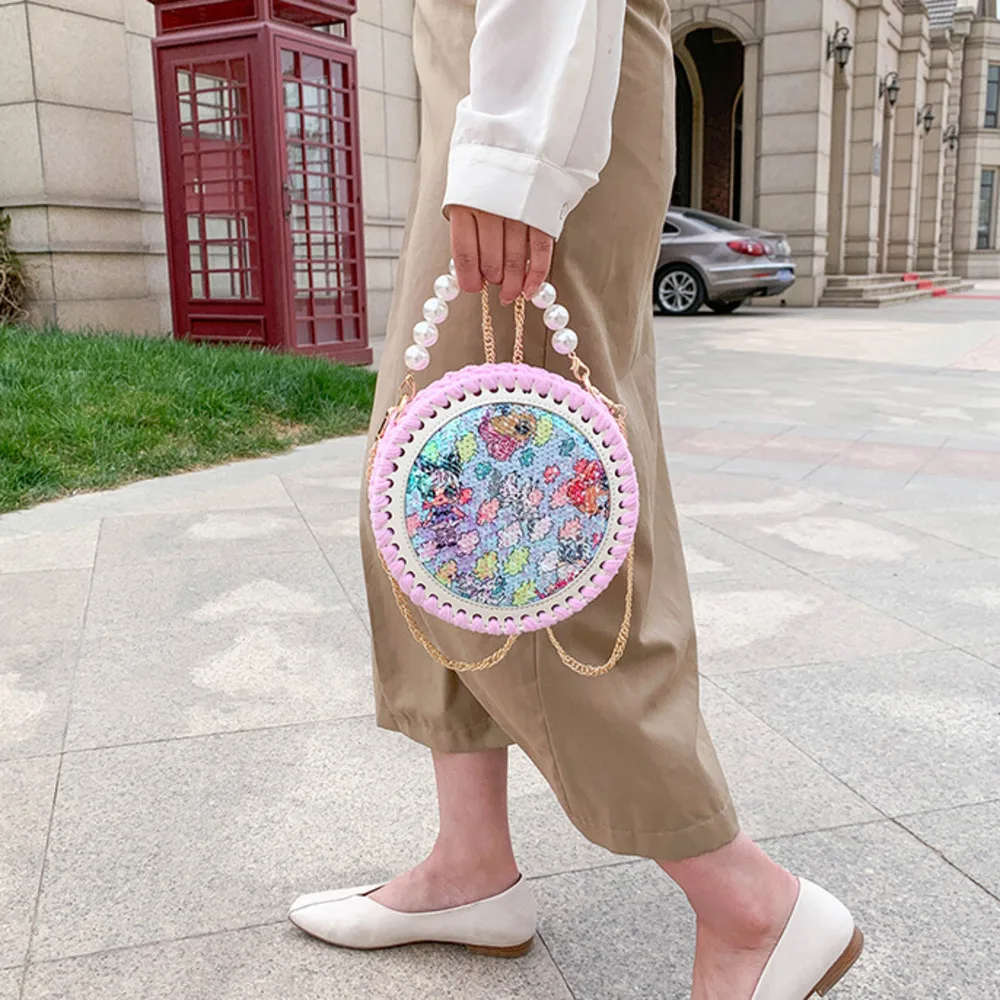 

Fashion In 2021 The Single Shoulder Messenger Bag Handbag Handmade Accessories Hand Woven Bucket DIY Material Pearl Handle