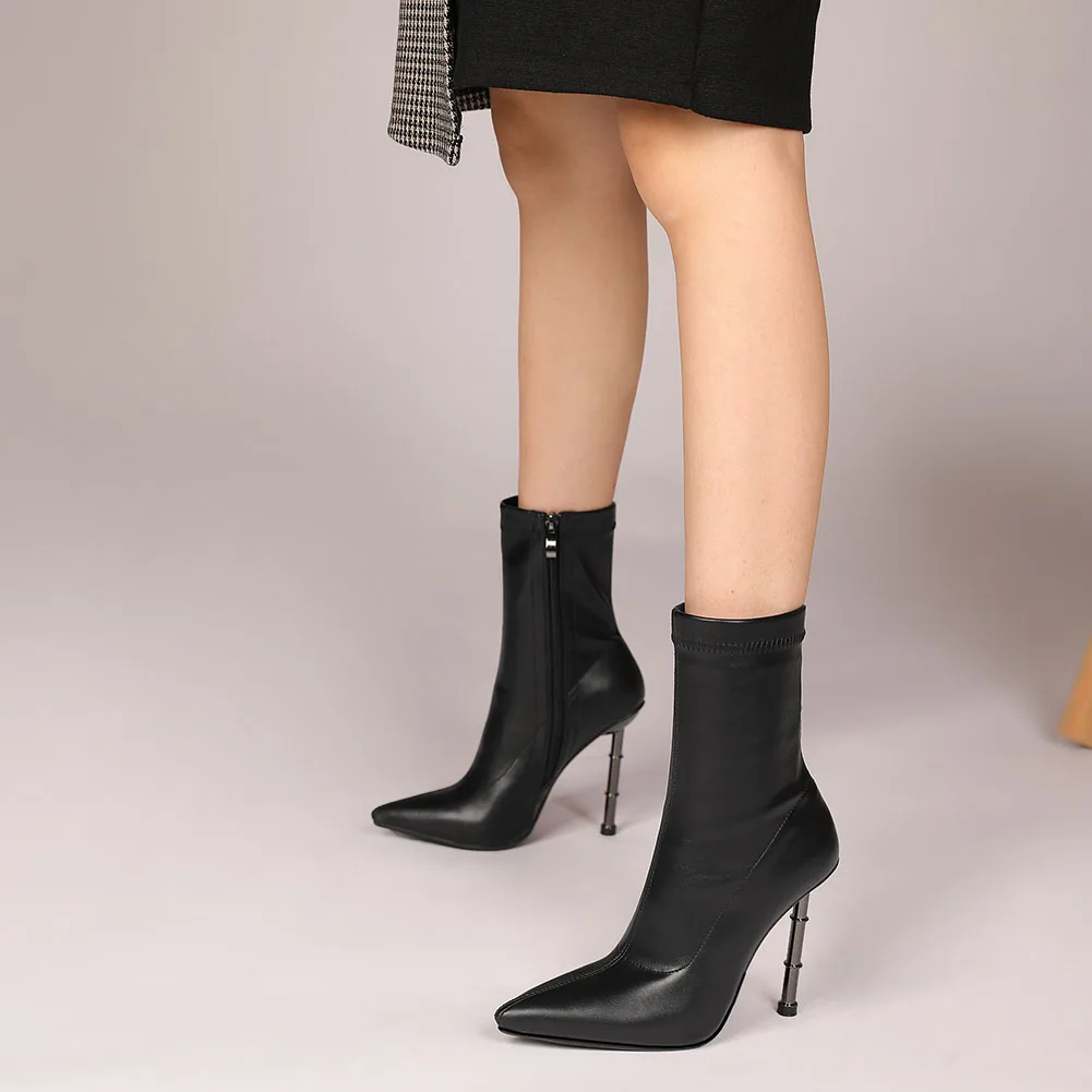 

Female Boots Autumn For Women Fashion Pointed Toe Ankle Med Calf women's Shoes Sexy Stylish Classic Brand New Woman Hot Sale