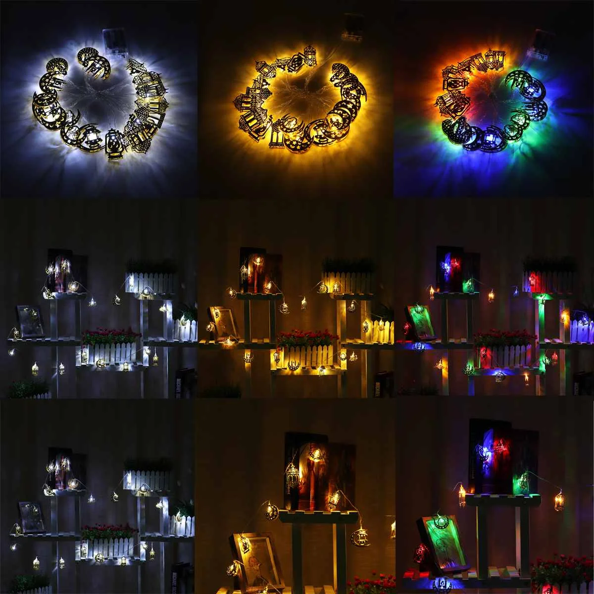

10/20 LED Lighting Strings Moon Star Ramadan Kareem Decoration Lights Battery Powered Eid Mubarak Decor for Festival Event Party