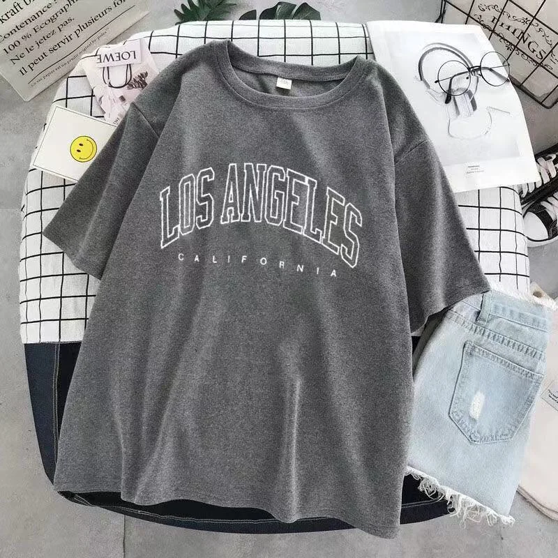 

Los Angeles California Graphic Tees American Vintage Woman Tshirts O Neck Short Sleeve Casual Tshirt Summer Harajuku Shirt 2021