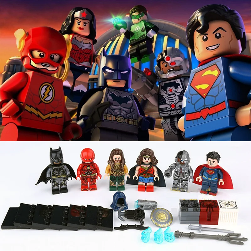 DC Лига Справедливости Бэтмен чудо-женщина Супермен Аквамен здание мини-фигурка фильм мини-фигурка подходит для лего кирпичи детская игрушка