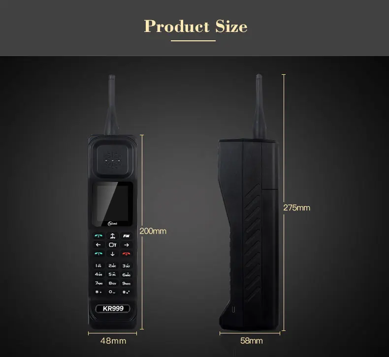 Ударопрочный ретро телефон KR999 2,2 ''4500 mAh power Bank мобильный телефон с двумя sim-картами Фонарь FM радио Классическая функция мобильный телефон