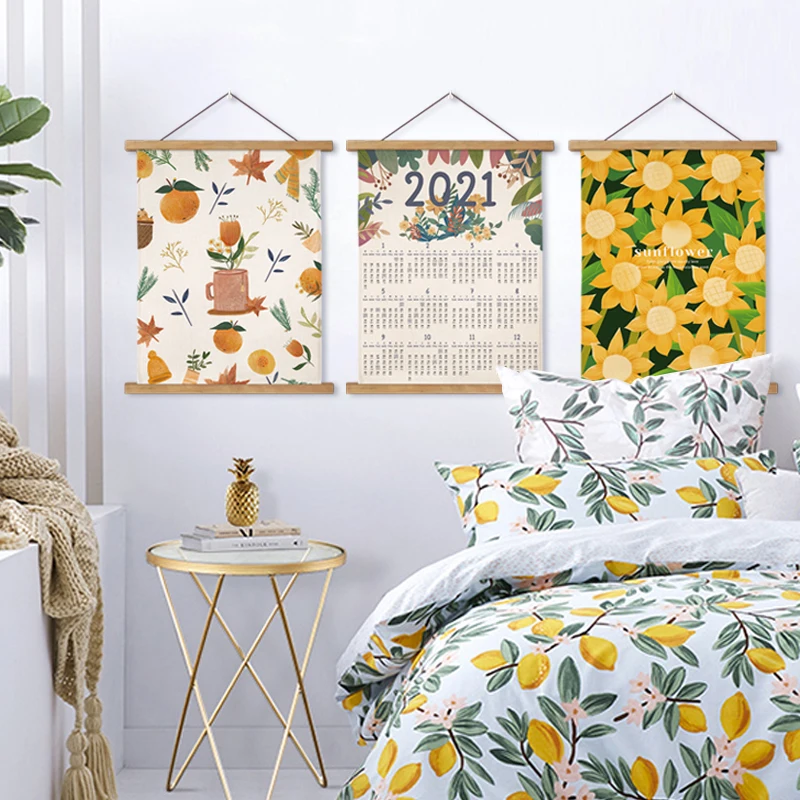 

Creative Cute Tapestry Hanging Calendar Painting Cloth Wall Aesthetic Tapestry Bedside Bedroom Tapiz Bohemio Home Decor DF50GT