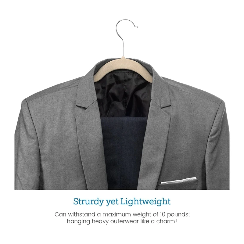 Нескользящая бархатная вешалка для костюма (20 шт.) ультратонкая компактная