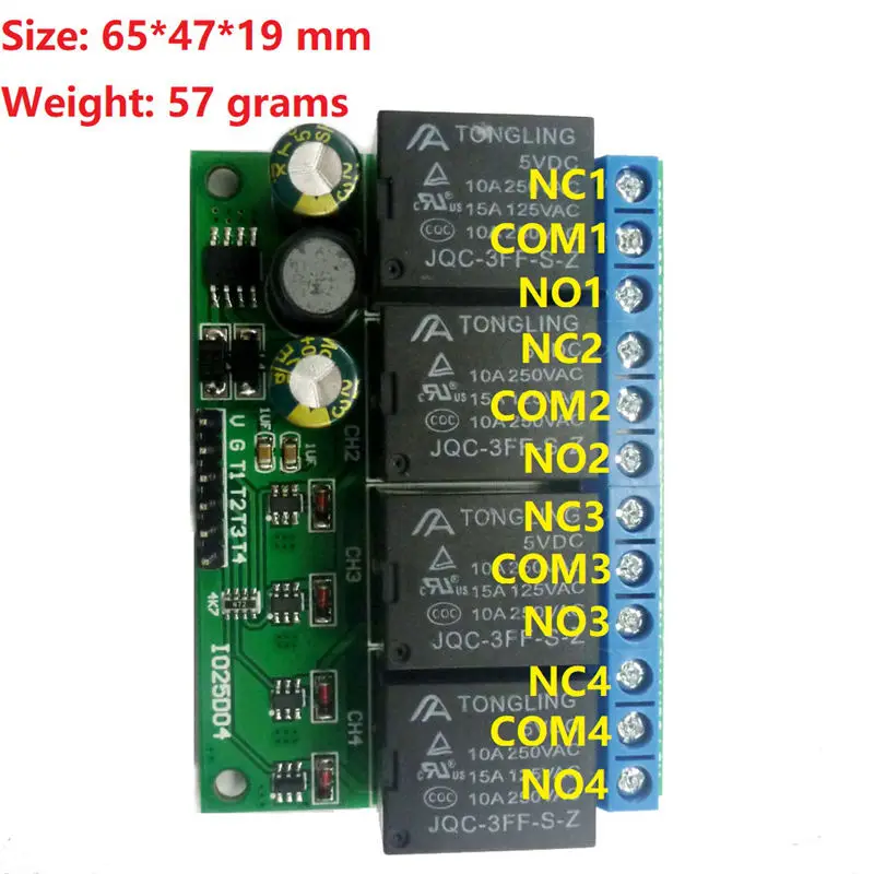 4Ch с источником питания от постоянного тока 6V-24V флип-флоп триггерный релейный