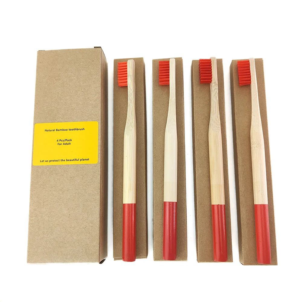 

4 Pcs Natural Biodegradable Bamboo Toothbrush Portable Soft Hair Tooth Brush Eco Friendly Brushes Oral Cleaning Care Tools