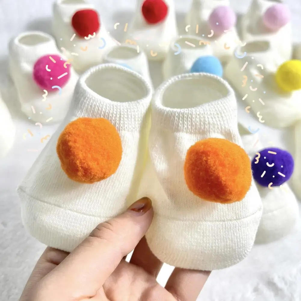 Calcetines de algod&oacute;n antideslizantes para beb&eacute;, dise&ntilde;o de Pomp&oacute;n, para interiores, 1 par-0