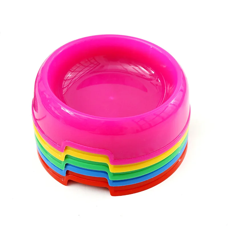 

New thickened candy color plastic pet round bowl cat and dog bowl pet utensils