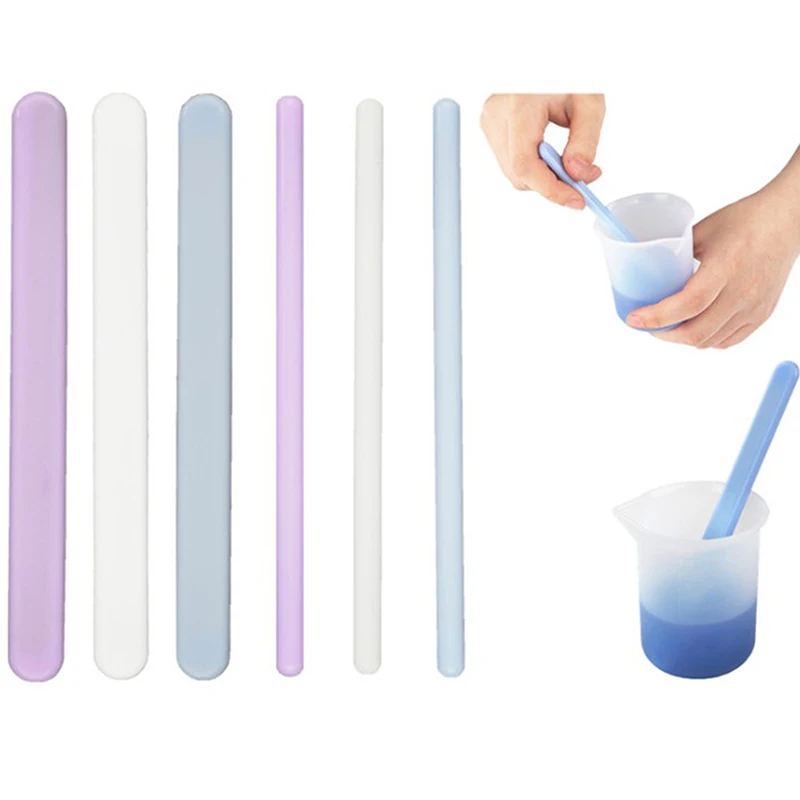 

3Pcs Epoxy Tools Silicone Mirror Stirring Rod Resin Dripping Tool Round Flat Stirring Rod For DIY Epoxy Making