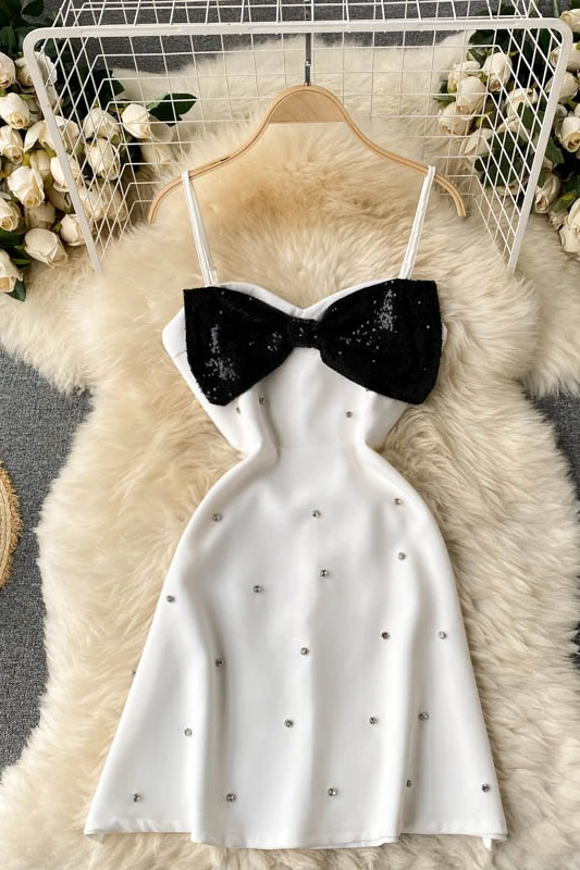 

2021 Summer New Fashion Korean Women Sexy Dress Slim Sleeveless Spaghetti Strap Bow Short A-Line Dress Vestidos De Mujer J245