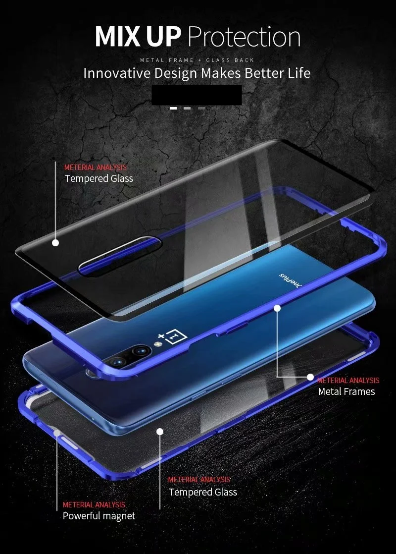 

Case For Huawei P20 lite P30 Pro Cover huawei honor View 20 case 9H Tempered Glass Screen Protector Metal Magnet Adsorption case