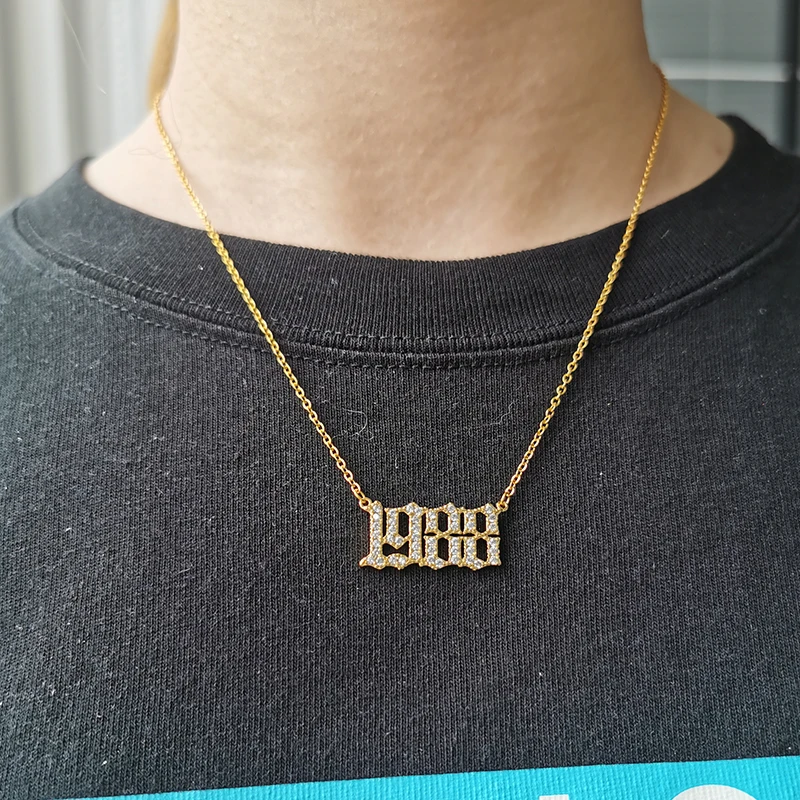 Zircon Birth Pendant Necklace For Women Crystal 1995 1996 1997 Year Number Gold Chain Birthday Gift from 1985-2020 BFF | Украшения и