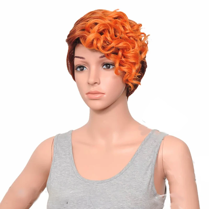 HAIRJOY женский специальный смешанный цвет боковая часть короткий кудрявый синтетический парик для волос