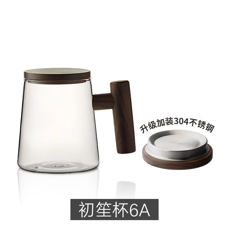 

Creative Glass Mugs Transparent Espresso Reusable Tea Cup Filter Wooden Cover Water Milk Canecas Divertidas Coffeeware DL60MK