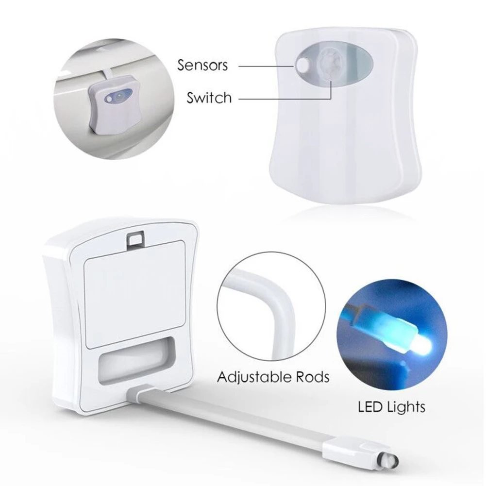 

Smart Motion Sensor Toilet Seat Night Light 8/16 Colors Waterproof Backlight For Toilet Bowl LED Luminaria Lamp WC Toilet Light