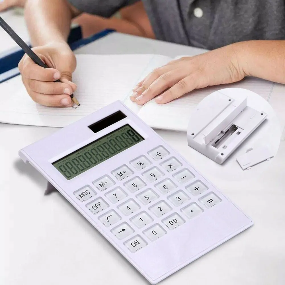 Portable Solar Powered Calculator Screen 12 Digit Large LCD Display for Office Daily Use VH99 | Компьютеры и офис