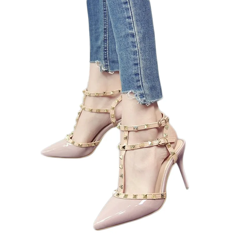 Туфли-лодочки популярные женские Туфли летние модные сандалии с заклепками