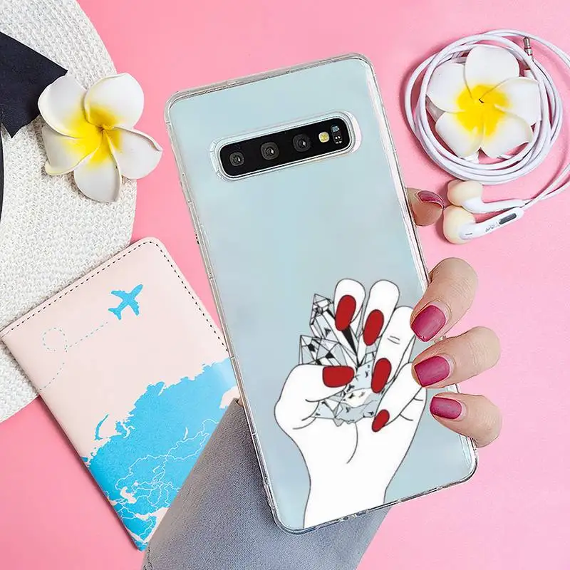 

Beautiful fingers Phone Case Transparent for samsung A 21s 50 71 S 8 9 20 20fe note 10 20 ultra plus