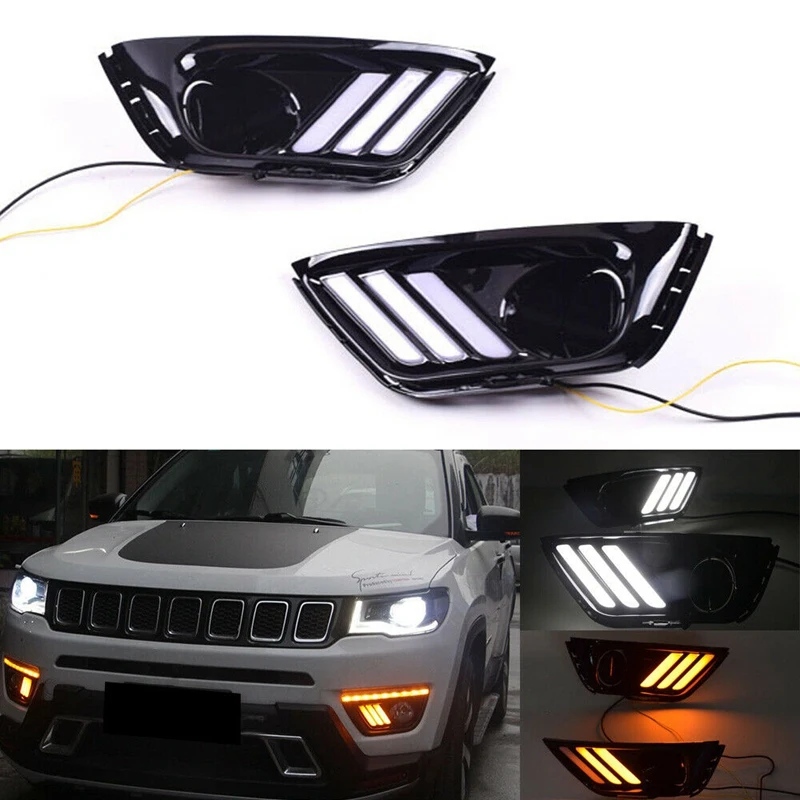 Для Jeep Compass 2017 2019 1 пара светодиодный дневный ходовой светильник DRL/передний
