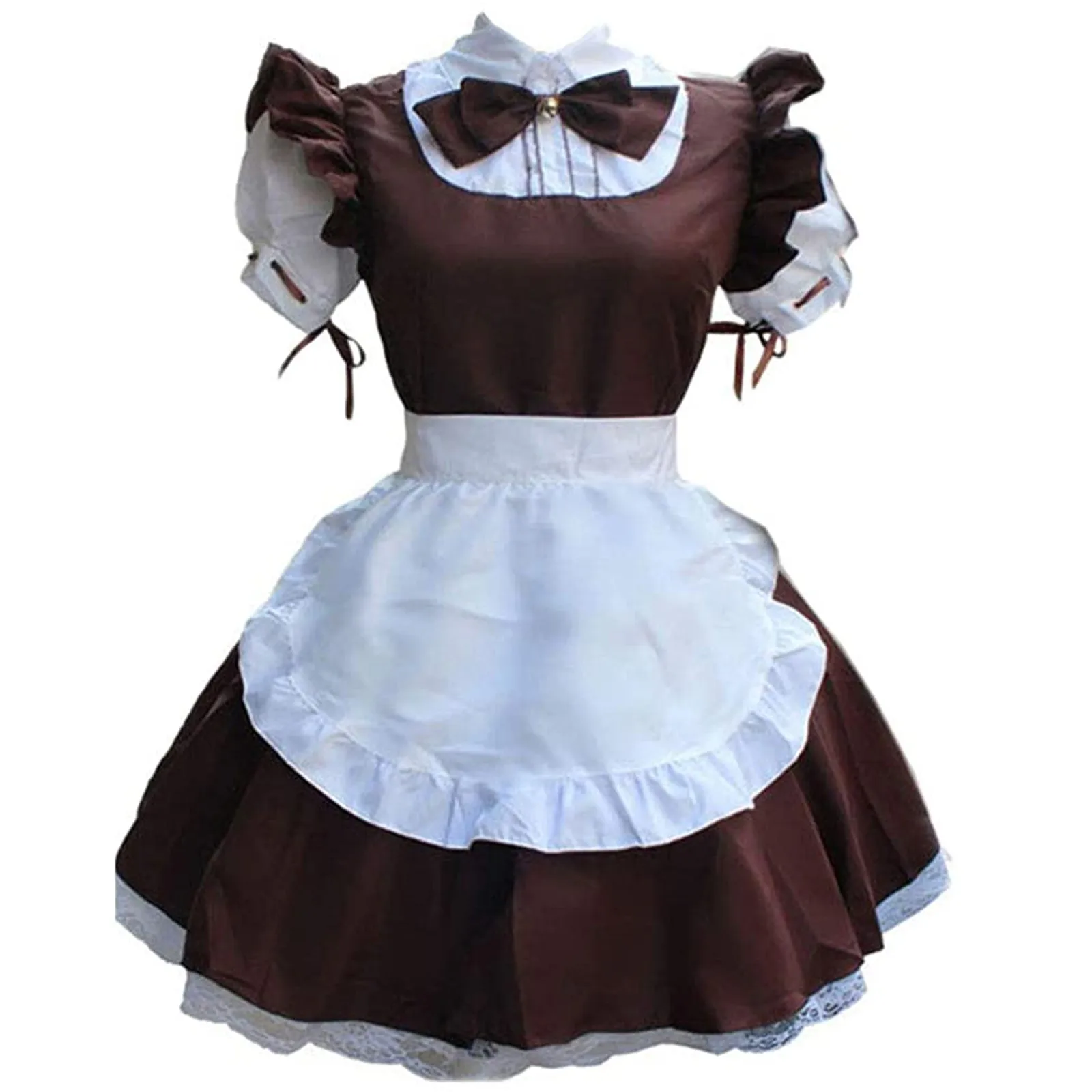 

2021 New Women Ladies Fashion Short Sleeve Doll Collar Retro Maid Dress Cute French Maid Outfit Cosplay Costume Plus Size S-3XL
