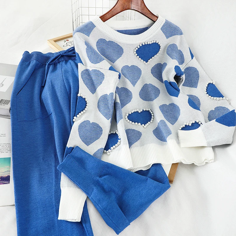 Женский вязаный комплект из двух предметов повседневный свободный джемпер с