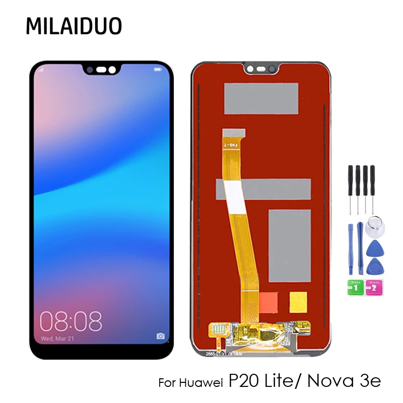 

ЖК-дисплей 5,84 дюйма для Huawei P20 Lite, сенсорный экран, дигитайзер, полная сборка, для Huawei Nova 3E, сменный черный ЖК-дисплей без рамки