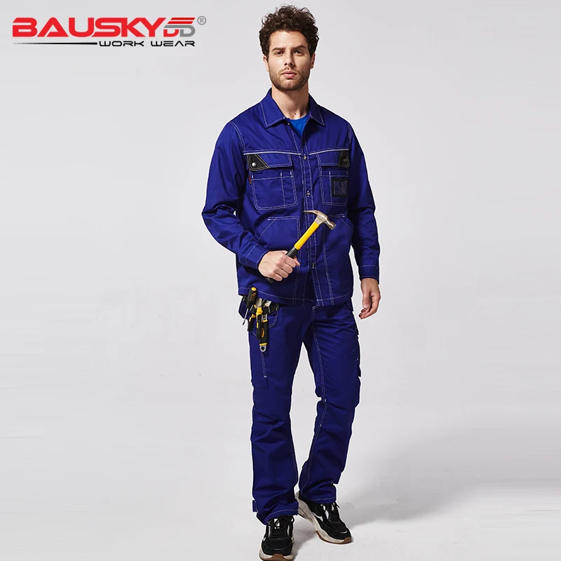 Bauskydd B229 Мужская Рабочая одежда с несколькими карманами Рабочая куртка Осенняя bule серая защитная Рабочая одежда с длинными рукавами униформа
