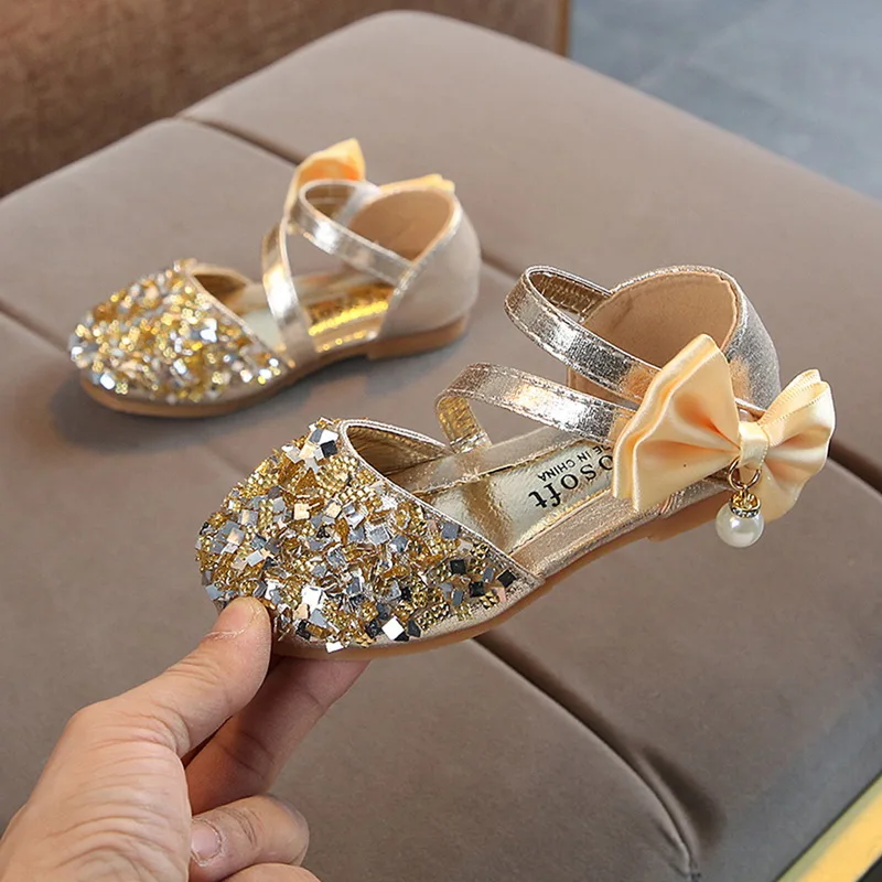 CYSINCOS/детская обувь для маленьких девочек с блестками и бантом модельные туфли